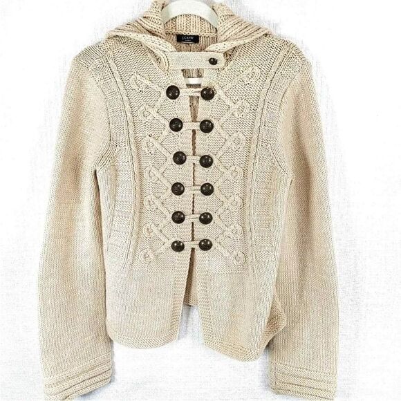 J. Crew Handknit Wool Fisherman’s Chunky Cardigan Sweater Buttons M - Picture 1 of 7